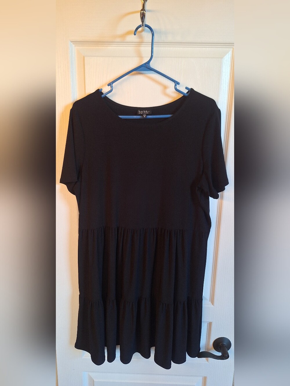 Black Tiered Short Sleeve Dress